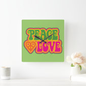Peace Love Vierkante Klok (Huis)