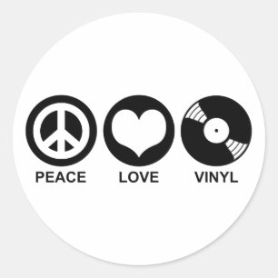 Peace Love Vinyl Ronde Sticker