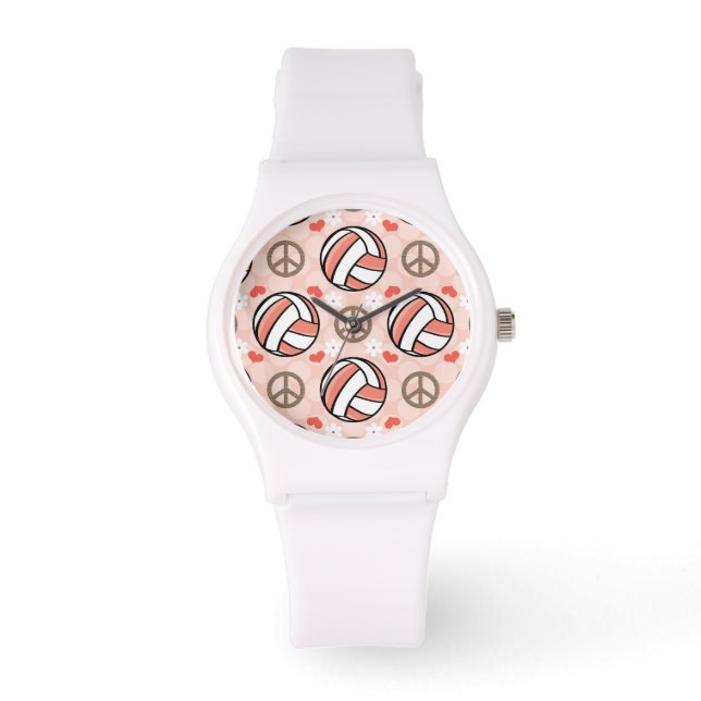 Peace Love Volleyball Horloge (Voorkant)