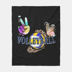 Peace Love Volleyball Memaw Life Ma Grandma Leopa Fleece Deken