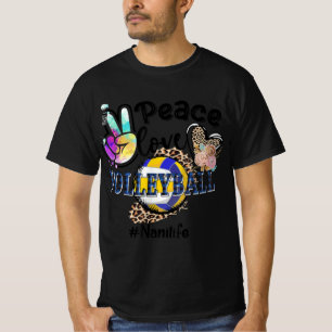 Peace Love Volleyball Nani Life Ma Grandma Leopar T-shirt