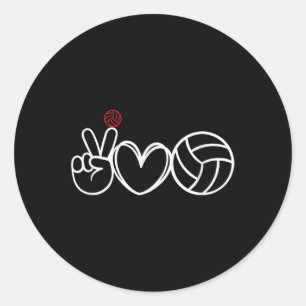 Peace Love Volleyball Player Graphic Ronde Sticker