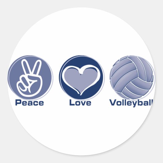 Peace Love Volleyball Ronde Sticker (Voorkant)