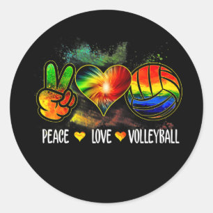 Peace Love Volleyball Tie Volleyball Lover Ronde Sticker