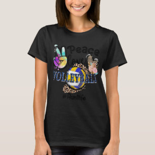 Peace Love Volleyball Tunt Life Ma Grandma Leopar T-shirt