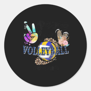 Peace Love Volleyball Zuster Life Ma Grandma Leop Ronde Sticker