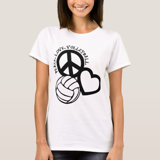 Peace-Love-Volleyball. zwart T-shirt (Voorkant)