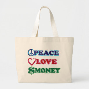 Peace-Love-Wall-Money Grote Tote Bag