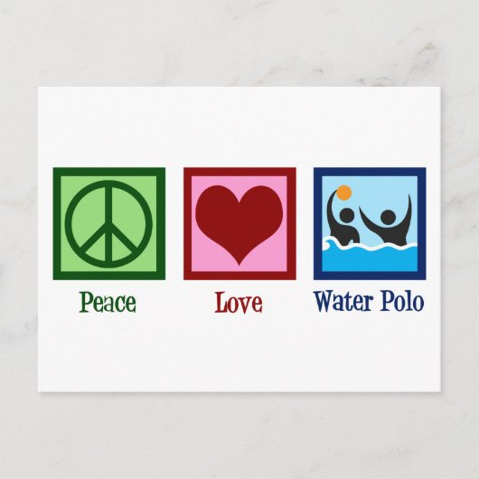 Peace Love Water Polo Briefkaart (Voorkant)