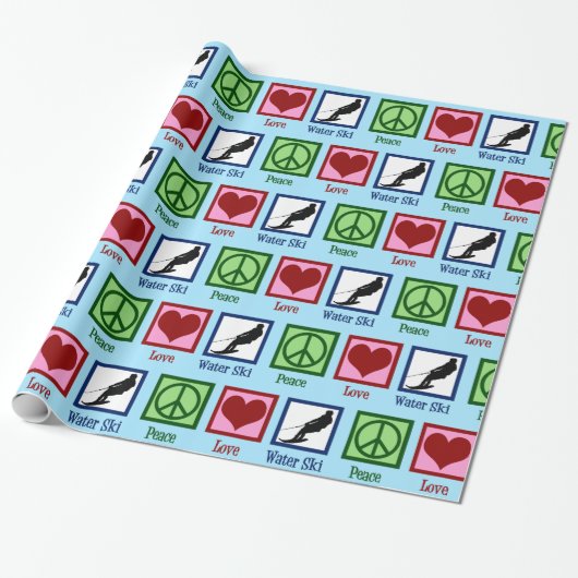 Peace Love Water Ski Cadeaupapier (Uitgerold)