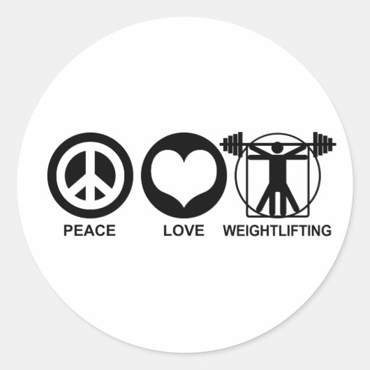 Peace Love Weightlift Ronde Sticker (Voorkant)