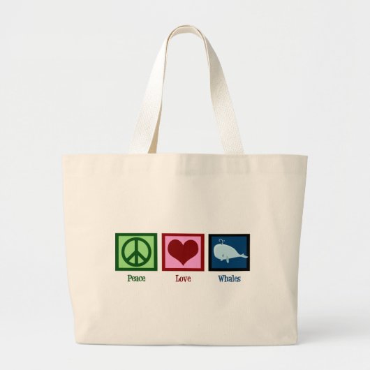 Peace Love Whales Grote Tote Bag (Voorkant)