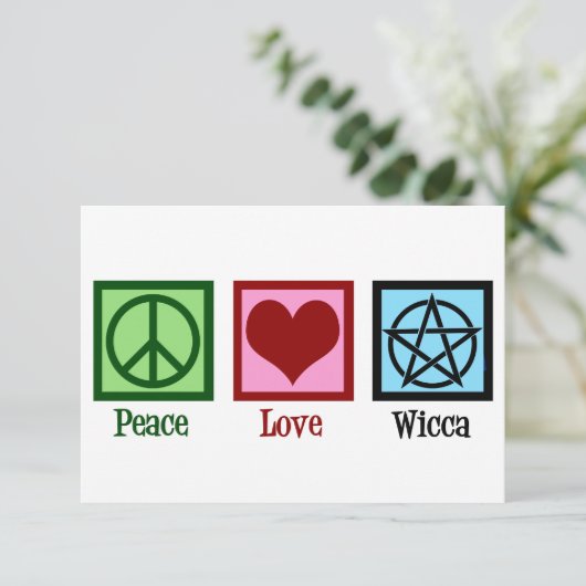 Peace Love Wicca Pentacle Wiccan Kaart (Staand voorkant)
