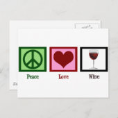 Peace Love Wine Briefkaart (Voorkant / Achterkant)
