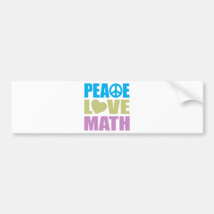 Peace Love Wiskunde Bumpersticker