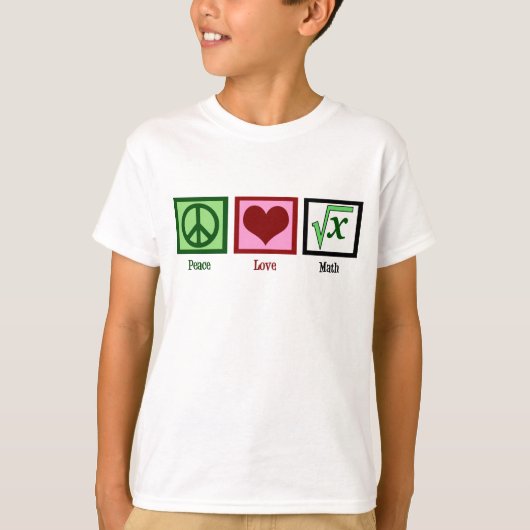 Peace Love Wiskunde Kinder T-shirt (Voorkant)