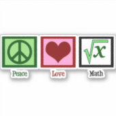Peace Love Wiskunde Sticker (Voorkant)
