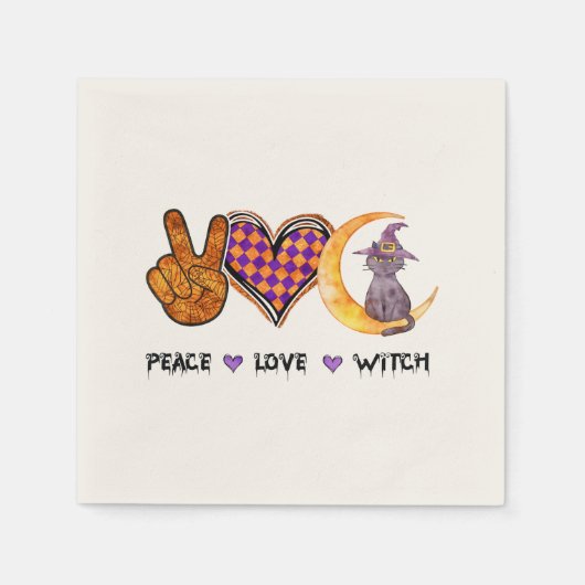 Peace Love Witch - Halloween Ontwerp Servet (Voorkant)