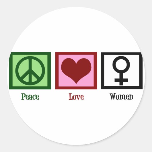 Peace Love Women Ronde Sticker (Voorkant)