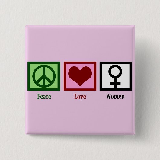 Peace Love Women Vierkante Button 5,1 Cm (Voorkant)