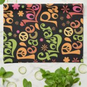 Peace Love Word Art Groovy Vibes Slogan Theedoek (Gevouwen)