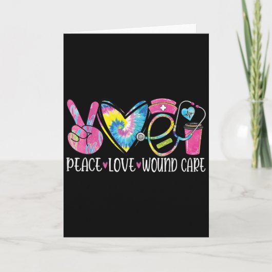 Peace Love Wound Care Nurse Nursing Heart Stethosc Kaart (Voorkant)