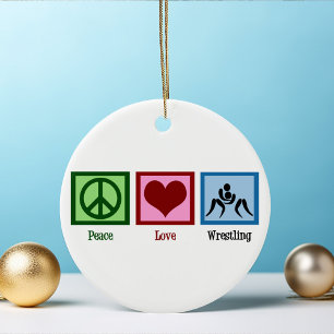 Peace Love Wrestling Team Kerstmis Keramisch Ornament