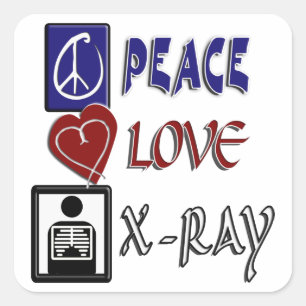 PEACE LOVE X-RAY RADIOLOGIE VIERKANTE STICKER