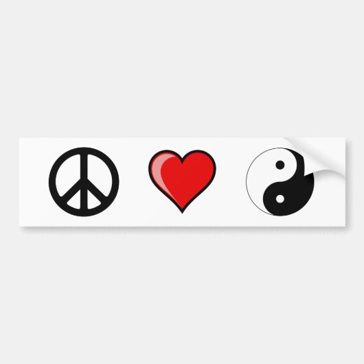 Peace Love Yin Yang Bumpersticker (Voorkant)