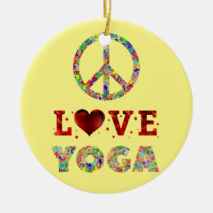 Peace Love Yoga Colorful Spiritueel Keramisch Ornament