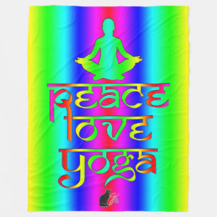 Peace Love Yoga Rainbow-intenties Fleece Deken