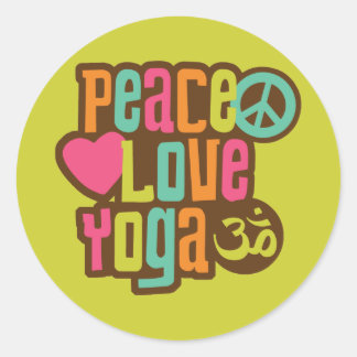 Peace Love Yoga Ronde Sticker