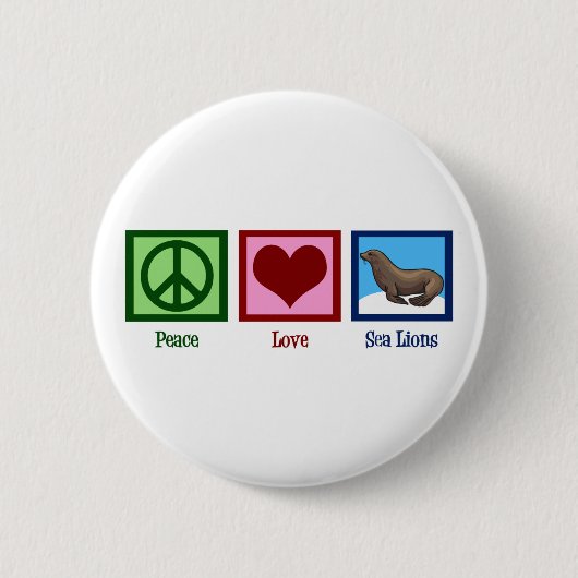 Peace Love Zee Lions Ronde Button 5,7 Cm (Voorkant)