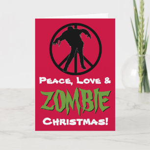 Peace Love ZOMBIE Kerstmis Funny Wenskaart Feestdagen Kaart