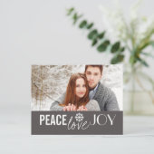 Peace Loy Joy Grey Snowflake Cartes postales (Debout devant)
