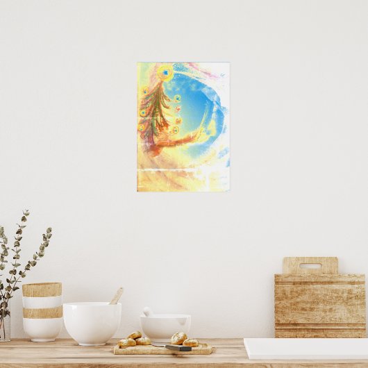 Peace Magic Christmas Tree affiche d'art bleu (Cuisine)