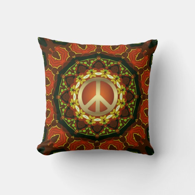 Peace Mandala Boho Batik Cushion / Coussin (Recto)