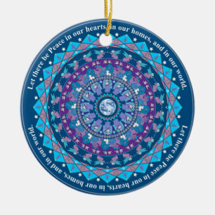 Peace Mandala-kerstversiering Keramisch Ornament