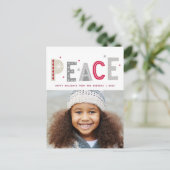 PEACE moderne letters kerst Briefkaart (Staand voorkant)