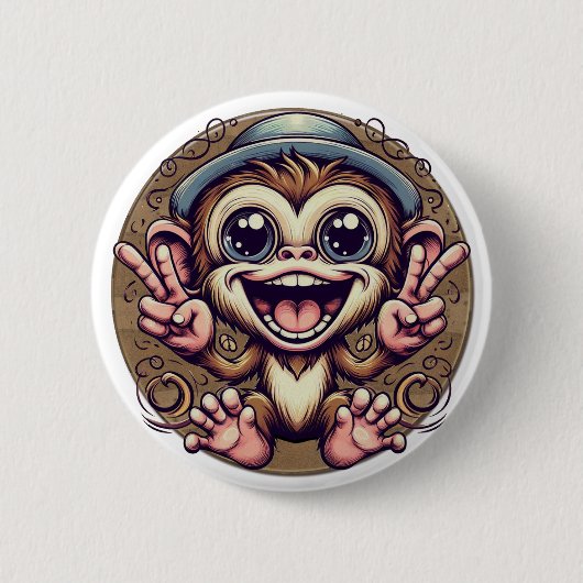 Peace Monkey Boy Button (Voorkant)