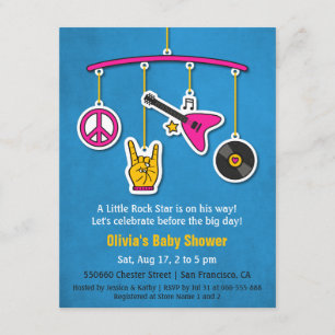 Peace Music Guitar Rock en Roll Baby shower Kaart