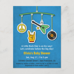 Peace Music Guitar Rock en Roll Baby Shower Kaart