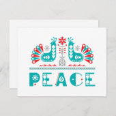 PEACE Nordic Folk Art geïnspireerd op persoonlijke Feestdagenkaart (Voorkant / Achterkant)