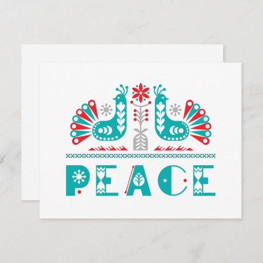 PEACE Nordic Folk Art geïnspireerd op persoonlijke Feestdagenkaart (Voorkant / Achterkant)