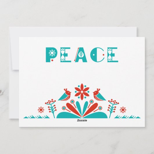 Peace Nordic Folk Art Photo Holiday Card Feestdagenkaart (Achterkant)