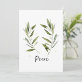 PEACE olijfblad Kerstmis Vakantie wenskaart Bedankkaart (Staand voorkant)