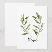 PEACE olijfblad Kerstmis Vakantie wenskaart Bedankkaart (Voorkant / Achterkant)