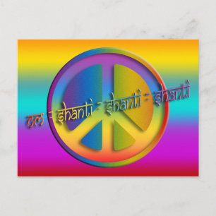 PEACE OM SHANTI lineair gekleurd Briefkaart