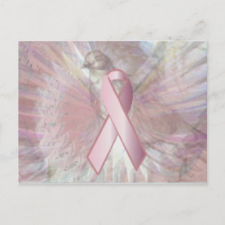 Peace on Angelic Wings Pink Ribbon Post Card Briefkaart