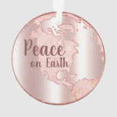 Peace on Earth Blush Roze Kerstboom Ornament (achterkant)
